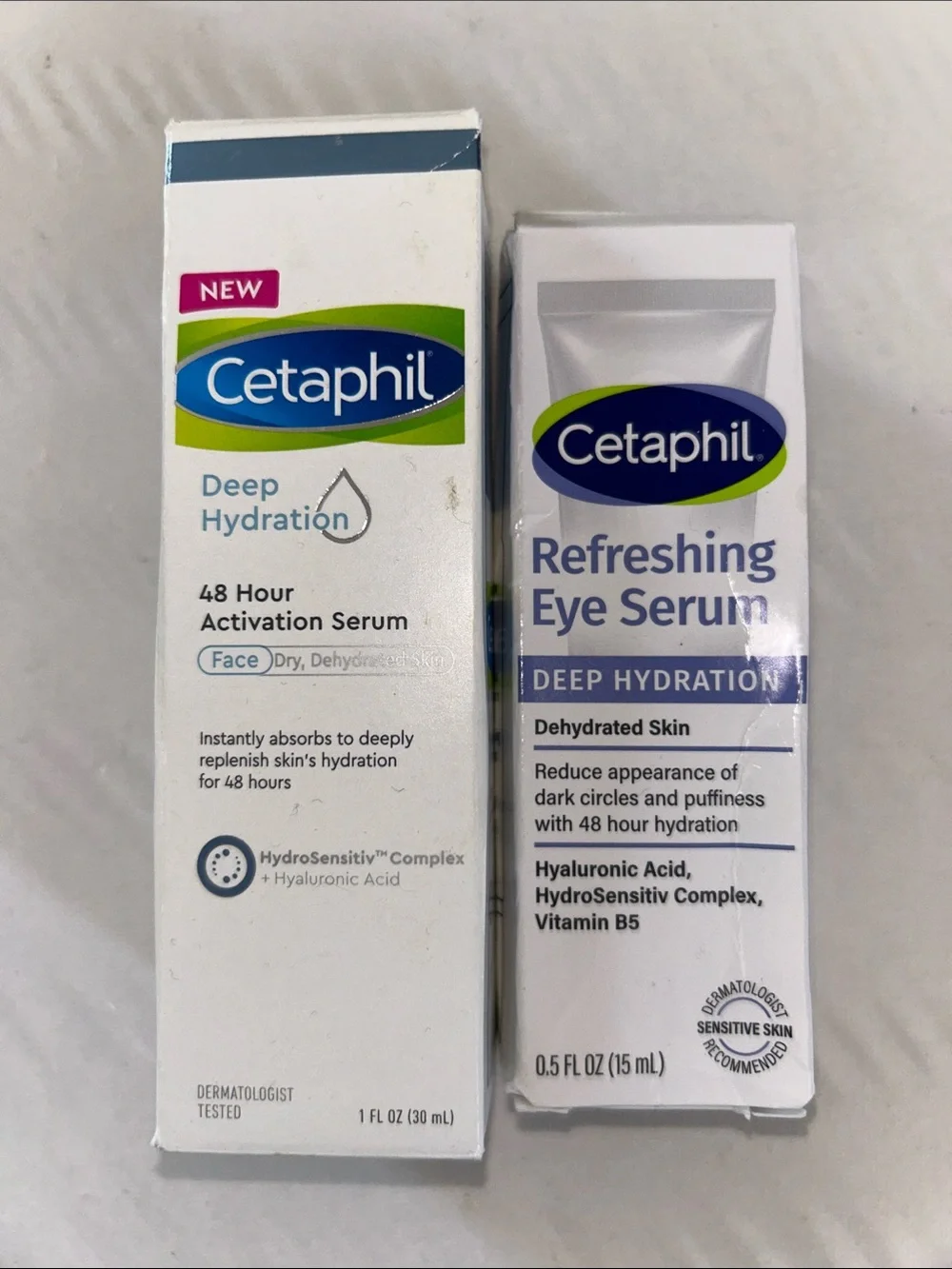 2x Cetaphil Deep Hydration Skincare Set - Face Serum & Refreshing Eye Serum